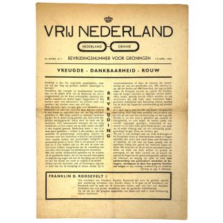 Original WWII Dutch liberation newspaper Groningen
