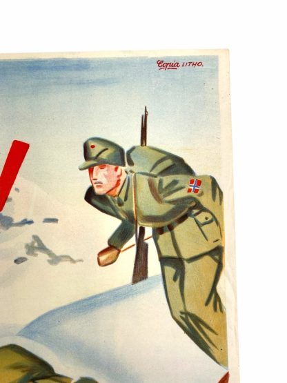 Original WWII Norwegian Waffen-SS poster 'Vi seirer! Bli med Den Norske Legions Skiløperbataljon'