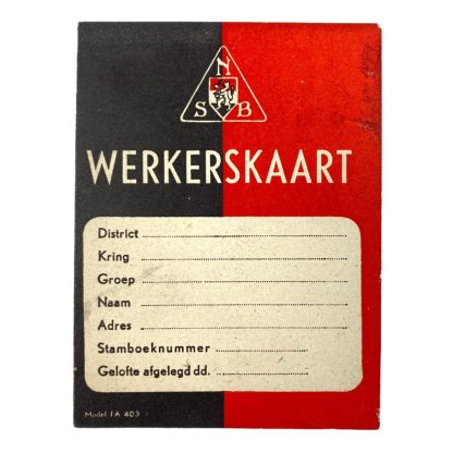 Original WWII Dutch NSB 'Werkerskaart'