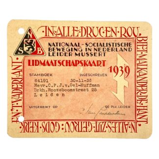 Original WWII Dutch NSB membership card - Leiden