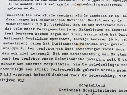 Original WWII Dutch NSB document - Italian Fascism, Catholics and Israelites