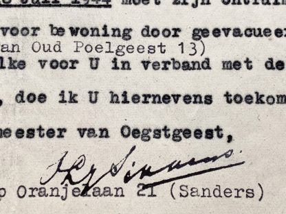 Original WWII Dutch evacuation order Oegstgeest 1944