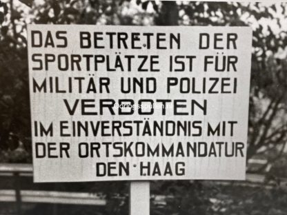 Original WWII Dutch photo - Ortskommandantur Den Haag sign