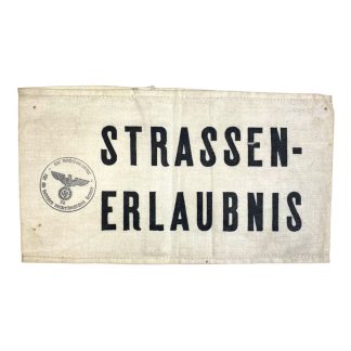 Original WWII German Strassen-Erlaubnis armband Netherlands