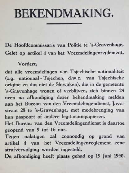 Original WWII Dutch police announcement poster