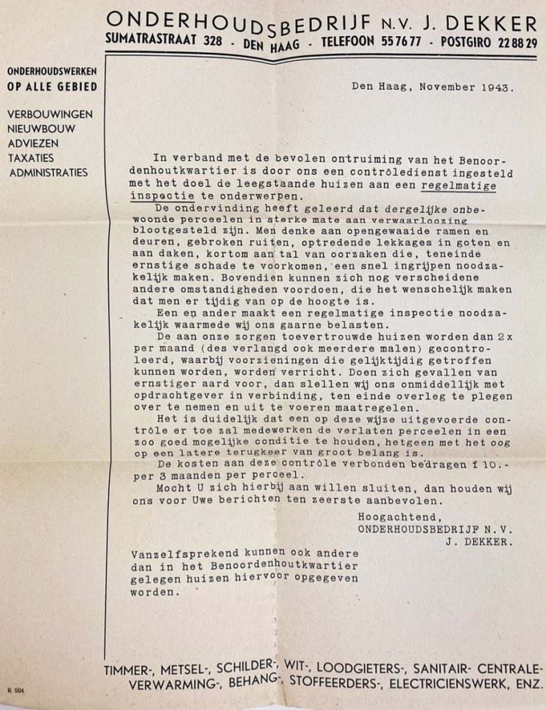 Original WWII Dutch letter related to the evacuation at the ...