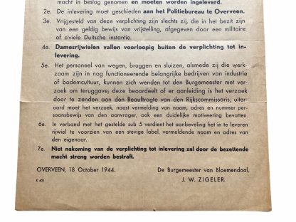 Original WWII Dutch poster Bloemendaal 1944