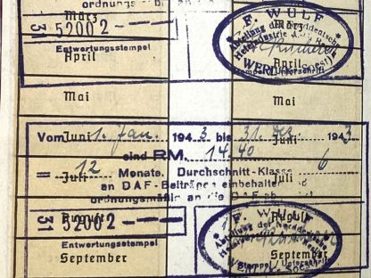 Original WWII German D.A.F. Mitgliedsbuch