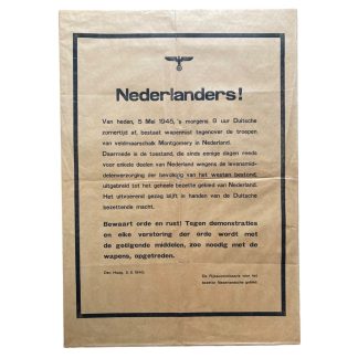 Original WWII Dutch announcement poster May 5, 1945!