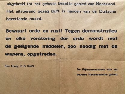 Original WWII Dutch announcement poster May 5, 1945!