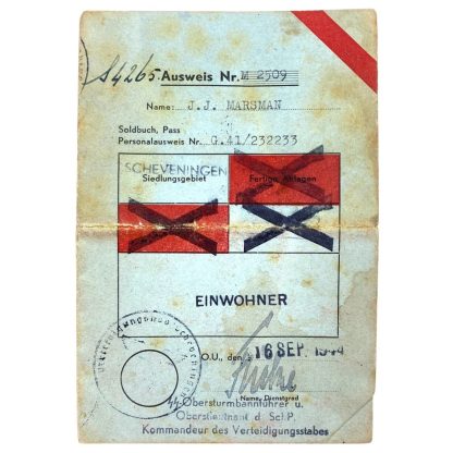 Original WWII Dutch ID card set 'Verteidigungs-Stab Scheveningen'