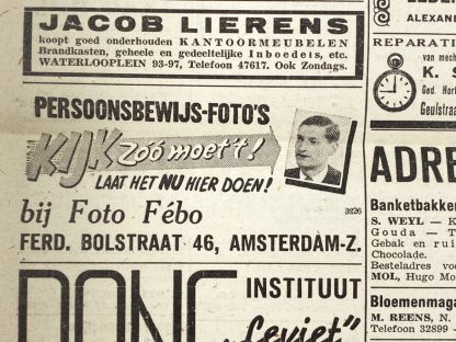 Original WWII Dutch Jewish newspaper ‘Het Joodsche Weekblad’ No. 21 – 29 August 1941