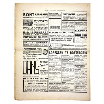 Original WWII Dutch Jewish newspaper ‘Het Joodsche Weekblad’ No. 21 – 29 August 1941