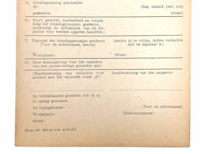 Original WWII Landwacht Nederland seizure form