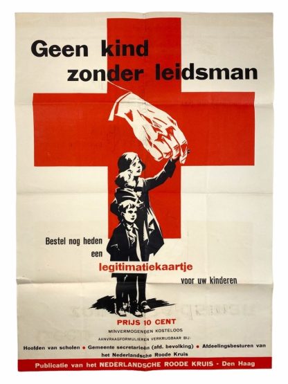 Original WWII Dutch Red Cross poster with child ID tag