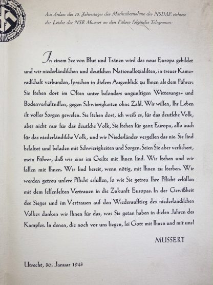 Original WWII Dutch NSB citation