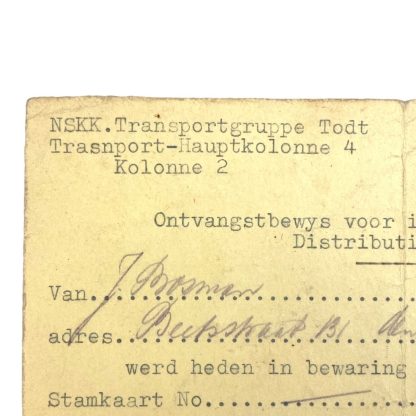 Original WWII Dutch OT-Abschnitt Bauleitung Holland (Nord) card