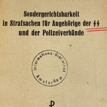 Original WWII German 'Sondergerichtsbarkeit in Strafsachen für Angehörige der SS und Polizeiverbände' Police library Amsterdam