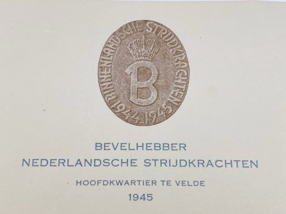 Original Dutch Remembrance Badge with citation Nederlandse Binnenlandse Strijdkrachten 1945