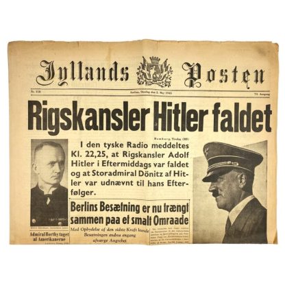 Original WWII Danish newspaper - Death of Adolf Hitler