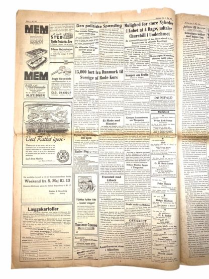 Original WWII Danish newspaper - Death of Adolf Hitler