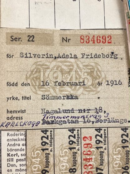 Original WWII Danish wallet with ration coupons