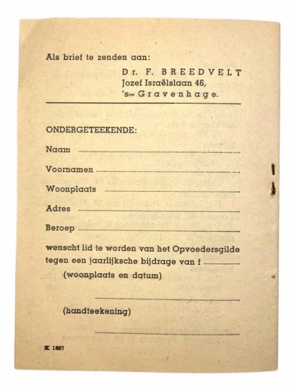 Original WWII Dutch NSB Opvoedersgilde booklet