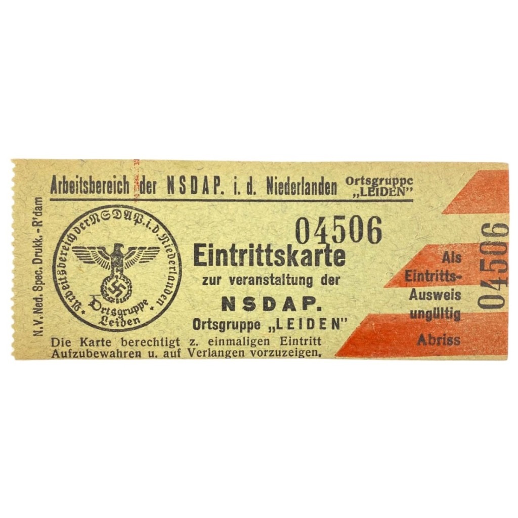Original WWII German entrance ticket NSDAP Ortsgruppe 'Leiden ...