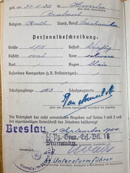 Original WWII Flemish SS-Freiwilligen Sturmbrigade ‘Langemarck’ Soldbuch