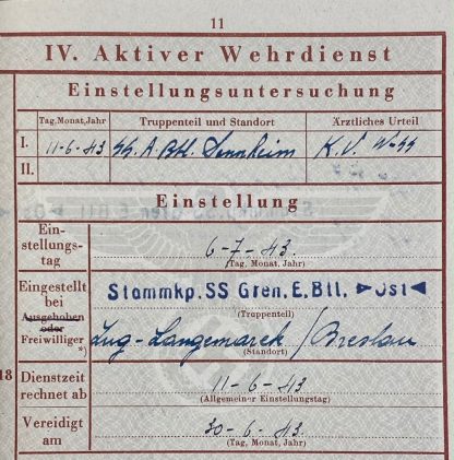 Original WWII Flemish SS-Freiwilligen Sturmbrigade ‘Langemarck’ Wehrpass