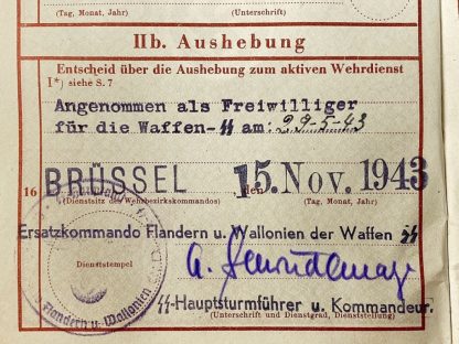 Original WWII Flemish SS-Freiwilligen Sturmbrigade ‘Langemarck’ Wehrpass