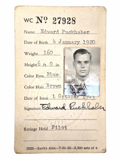 Original WWII USAAF pilot grouping Edward Puckhaber