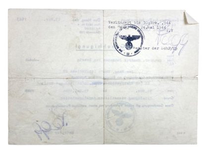 Original WWII German 'Genehmigung' document for Zuid-Holland and Zeeland