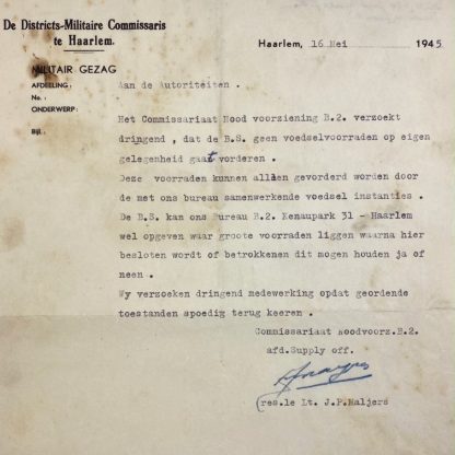 Original WWII Nederlandsche Binnenlandse Strijdkrachten letter Haarlem