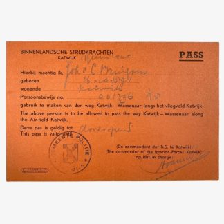 Original WWII Nederlandsche Binnenlandse Strijdkrachten card Katwijk