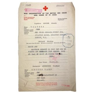 Original WWII British Red Cross letter to Den Haag Original WWII British Red Cross letter to Den Haag
