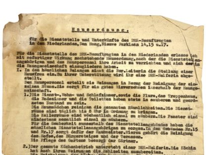 Original WWII German DRK house rules Den Haag