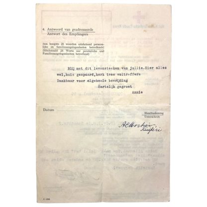 Original WWII Dutch Red Cross letter Acquoy (Leerdam) - Waalwijk