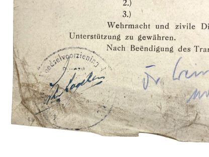 Original WWII German driving order (Fahrbefehl) Leidschendam, Zwolle, Rotterdam and Den Haag