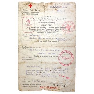 Original WWII German Red Cross letter Guernsey island - Somerset