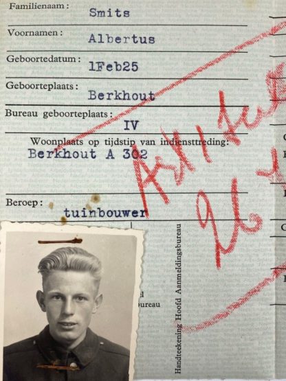 Original WWII Nederlandsche Arbeidsdienst dismissal card Berkhout