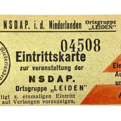 Original WWII German entrance ticket NSDAP Ortsgruppe 'Leiden'