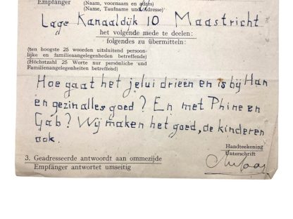 Original WWII Dutch Red Cross letter Veendam - Maastricht