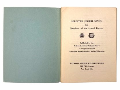 Original WWII US army Jewish song booklet
