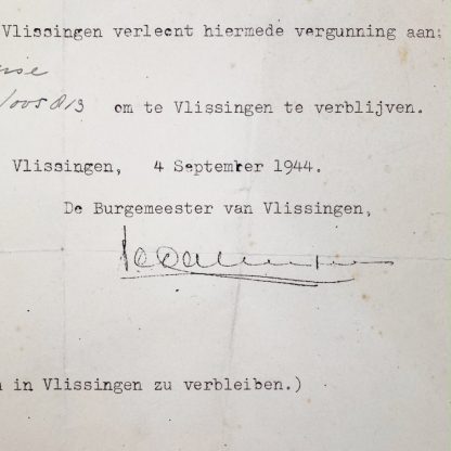 Original WWII Dutch 'Ausnahmegenemigung' Vlissingen