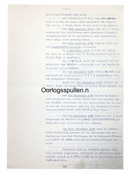 Original WWII Dutch Air Force report of the 2e Luchtvaartregiment