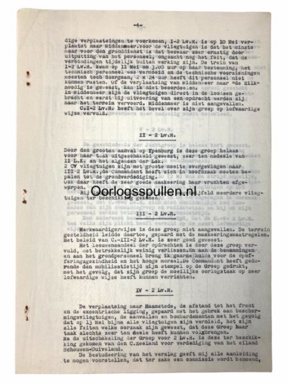 Original WWII Dutch Air Force report 2e Luchtvaartregiment May 1940