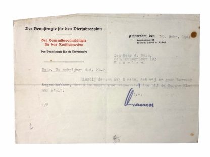 Original WWII German/Dutch document grouping regarding motor vehicles