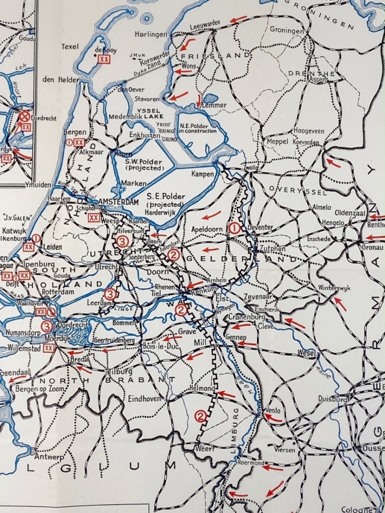 Original WWII British map of the invasion of Holland - Oorlogsspullen ...