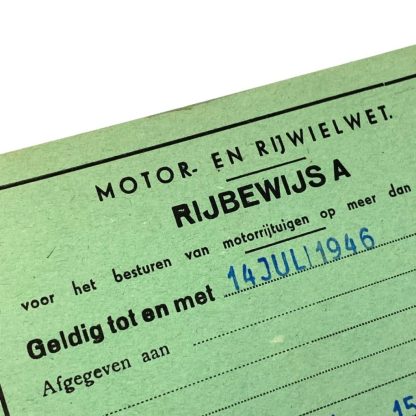 Original WWII Dutch motorcycle drivers license 1944 Haarlem